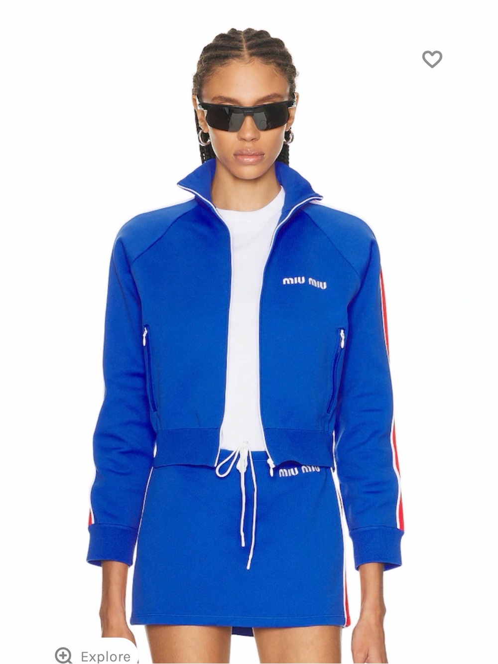 Miu Miu Royal Blue Track Jacket and Mini Skirt with Red & White Stripes - Picture 2 of 2